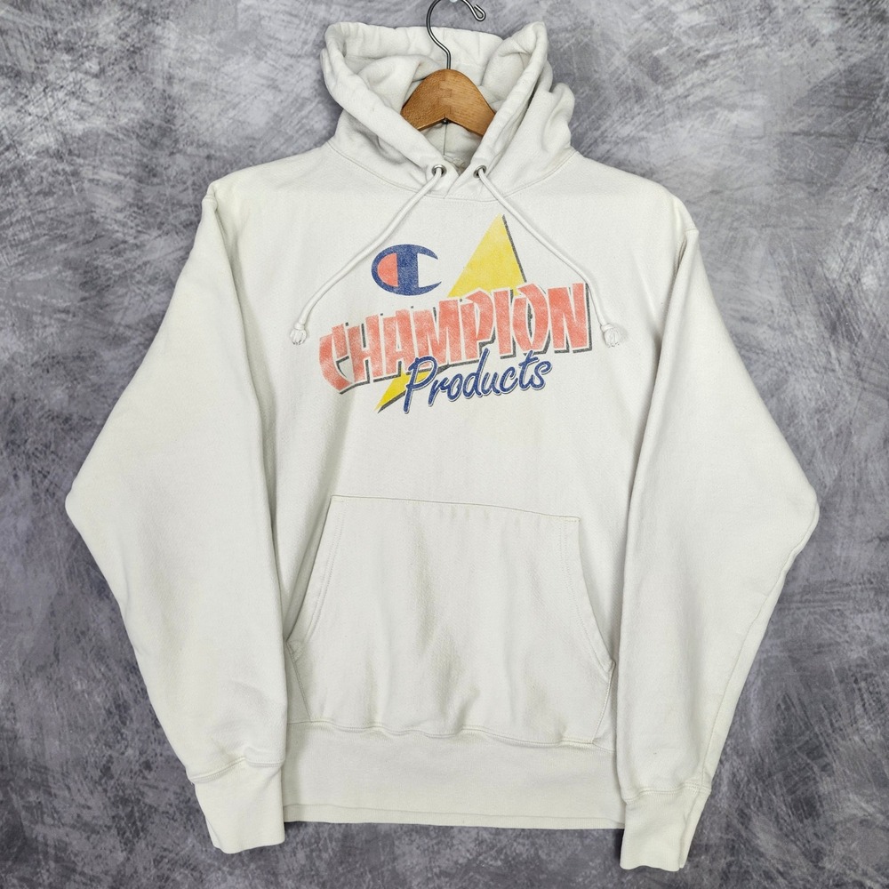 Champion Reverse Weave Retro Graphic Champion Products Hoodie Off White Medium